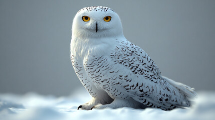 Fototapeta premium a snowy owl sitting on a snowy surface
