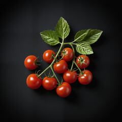 Fresh Cherry Tomatoes on the Vine with Green Leaves &ndash; A Stunning 4K Macro Photograph Highlighting the Vibrant Color and Natural Beauty of Ripe Tomatoes