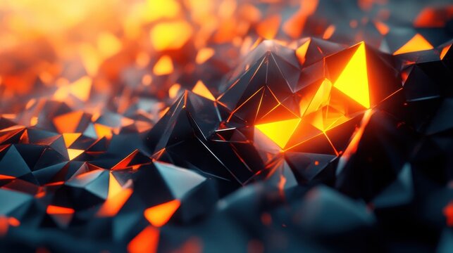 Glowing polygonal bitcoin backdrop. Cryptocurrency and finance concept. 3D Renderin. - Powered by Adobe