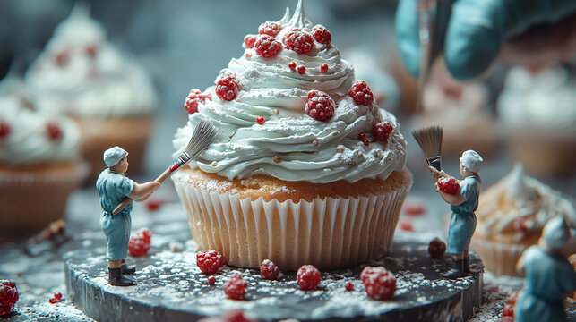 a cupcake with a cake topper and a fork