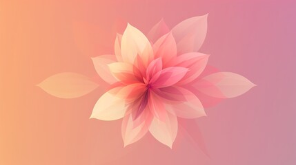 Fototapeta premium A soft, delicate, pink flower on a pink and peach background.