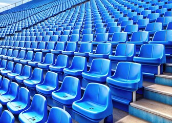 Obraz premium Empty Stadium Seats Awash in Blue