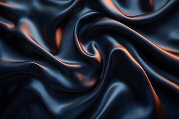 Fototapeta premium Luxurious Dark Blue Satin Fabric with Elegant Folds for Interior Design and Fashion Projects