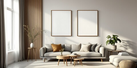 Modern living room, sunlight, sofa, minimalist design, home decor