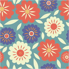 Colorful fashionable wildflower Pattern, Vector Illustration botanical elements, Abstract botany flowers pattern.