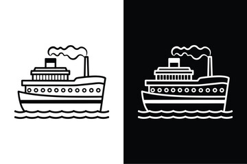 Steamer icon vector on White Background ,Vector Art Illustration on white background.