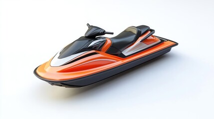 Three-dimensional representation of an orange jet ski. Ideal for water sports and speed enthusiasts.