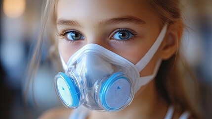 Little girl undergoing inhalation therapy. Effective treatment for asthma, colds, and respiratory conditions with professional healthcare solutions.