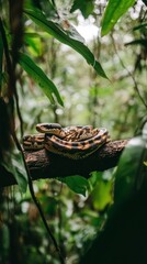 Fototapeta premium Jungle Snake on a Branch - A Serpentine Beauty in Nature's Embrace