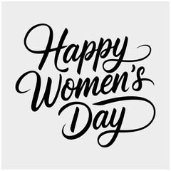 Happy Women's Day Calligraphy Typography Design.Feminine Handwritten Text.