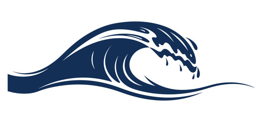 A Sea Wave Silhouette Vector Art and  silhouette on a white background 