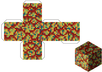 Obraz premium A colorful isometric vector illustration of pixelated cubes and blocks arranged in a playful, geometric pattern. Perfect for retro-style video games, creative designs, or crafting concepts