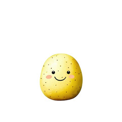 Cute yellow smiling character transparent background cartoon style digital art whimsical environment playful concept