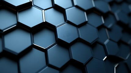 Abstract Hexagon Pattern Dark Blue Three Dimensional