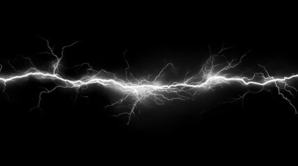 Electric lightning bolt with glowing white energy on black background creating a dramatic and powerful visual effect