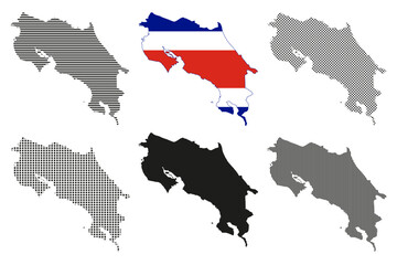 Set of Costa Rica map vector illustration