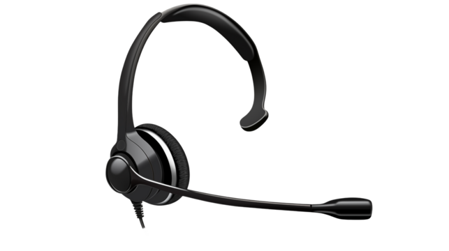 A sleek, over-the-ear headset with a built-in microphone