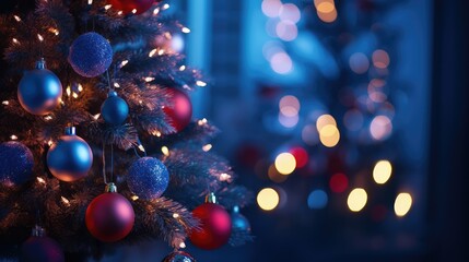 ornaments red and blue christmas