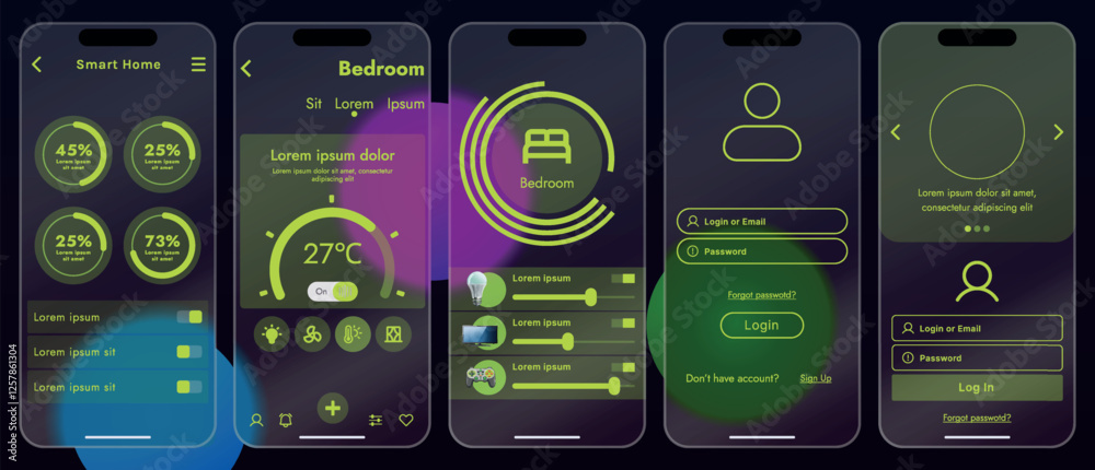 Canvas Prints sleek vector illustration of a smart home app interface displayed on a smartphone. the design featur