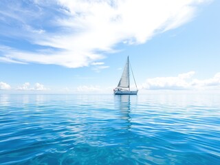 Obraz premium Tranquil Waters, Guiding Sails to a Haven of Serenity