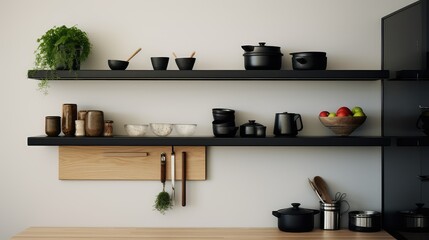 black shelf wall