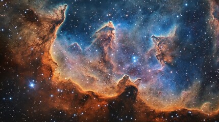 Fototapeta premium Cosmic Cliffs Nebula, star formation, space, vibrant colors, background stars, astronomy