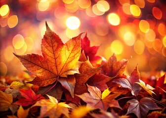 Fototapeta premium Autumn Leaves Bokeh Background: Warm Fall Colors & Soft Focus