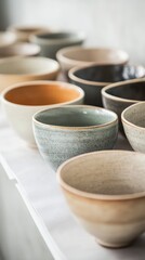 Assortment of Handmade Ceramic Bowls in Various Shades