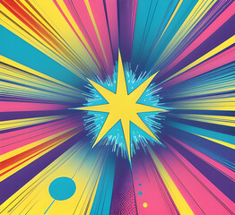 Fototapeta premium Comic books dialog bubbles. Cartoon book superhero scrapbook page template, empty comical speech clouds, graphic art frame layout template illustration. Pop art background with blank.generative ai 