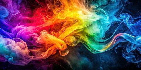 Fototapeta premium Minimalist photography captures vibrant, abstract swirls of colorful smoke, a study in vivid hues.