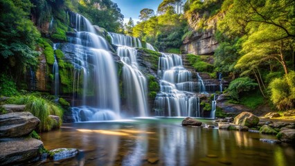 Fototapeta premium Minimalist Swallowtail Falls Hogsback South Africa Photography - Scenic Waterfall Landscape
