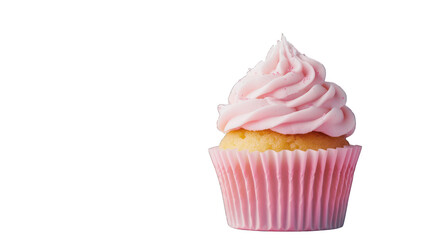 pink cupcake isolated on white background