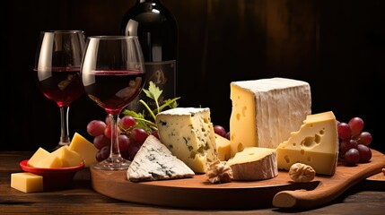 tasting red wine and cheese