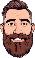 Vsai portrait of smiling bearded man with brown hair and brown eyes