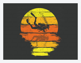 Diving T Shirt Design, Adventure T Shirt, Custom t-shirt design, Outdoor, Mountain, T Shirt Design illustration