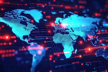 Obraz premium Global economic indicators visualization digital world map infographic design high-tech environment detailed economic analysis