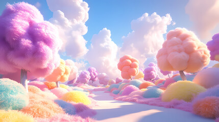 A cotton candy fairy tale world