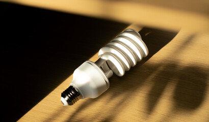 Fluorescent lamp on shelf, casting shadows, representing research, innovation, and breakthroughs