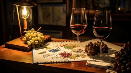 grapes wine drawing