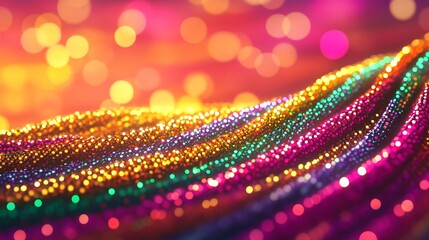 Vibrant Light Waves with Glittering Colors in Abstract Motion