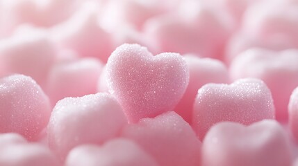 Obraz premium Softly glowing pink heart candies sweetly arranged. AI Generated