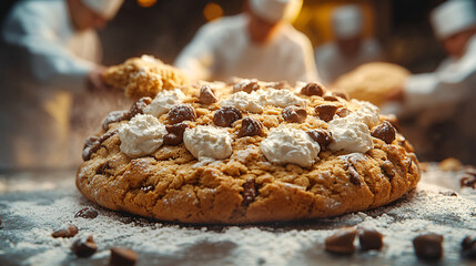 a cookie with chocolate chips