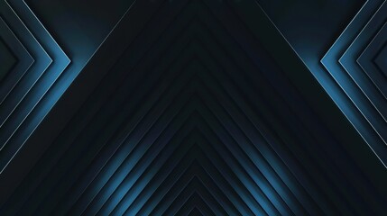 Obraz premium Minimalist Blue Triangles and Lines on Dark Background - Geometric Design for Banner Template with White Space for Text - Modern Minimalist Wallpaper with Copy Space