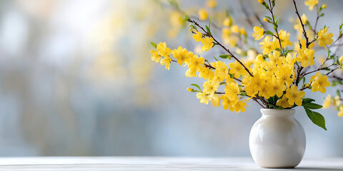 Beautiful Yellow Flowers In White Vase