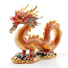 Fototapeta premium chinese dragon statue on white background