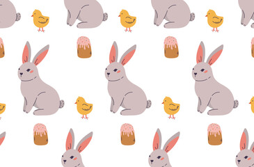 Seamless pattern with rabbit. Easter concept.