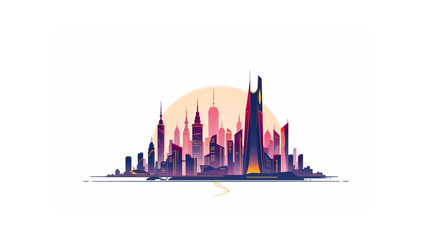 city skyline with reflection