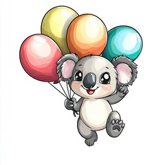Australia Day Celebration Koala Cartoon with Balloons