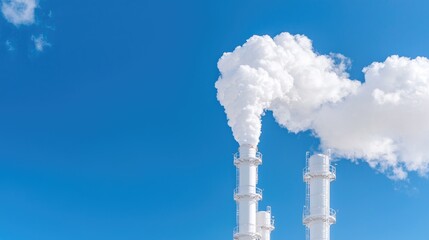Industrial Smoke Stacks against a Clear Sky
