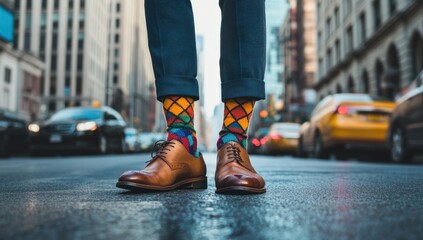 Fototapeta premium Colorful Socks and City Street Style